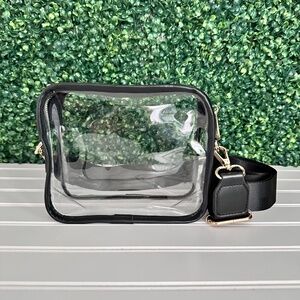 Clear Stadium Bag Purse BLACK Concert Crossbody NWOT